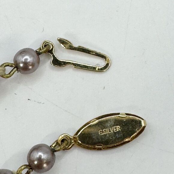 Vintage Purple Faux Pearls Strand With German Silver Fishhook Clasp 19.5” - Picture 3 of 7